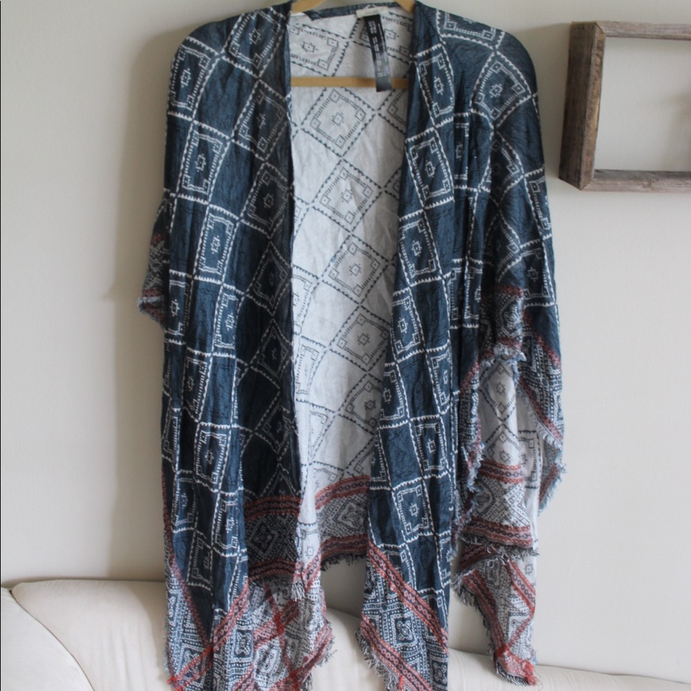 Blue kimono throw